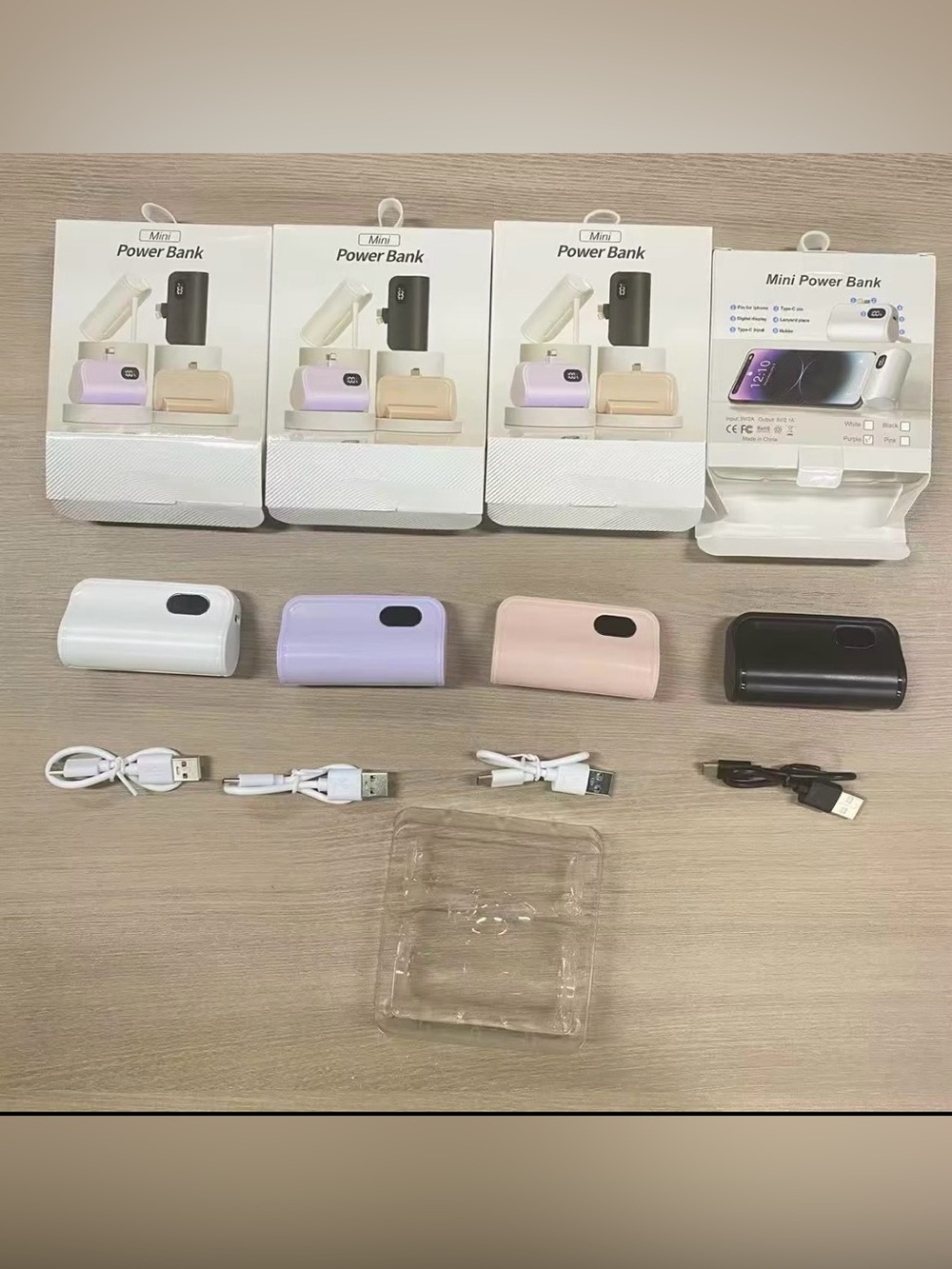 Mini Portable Power Bank Charger — Black, White, Lavender, Pink capacity 5000mAh